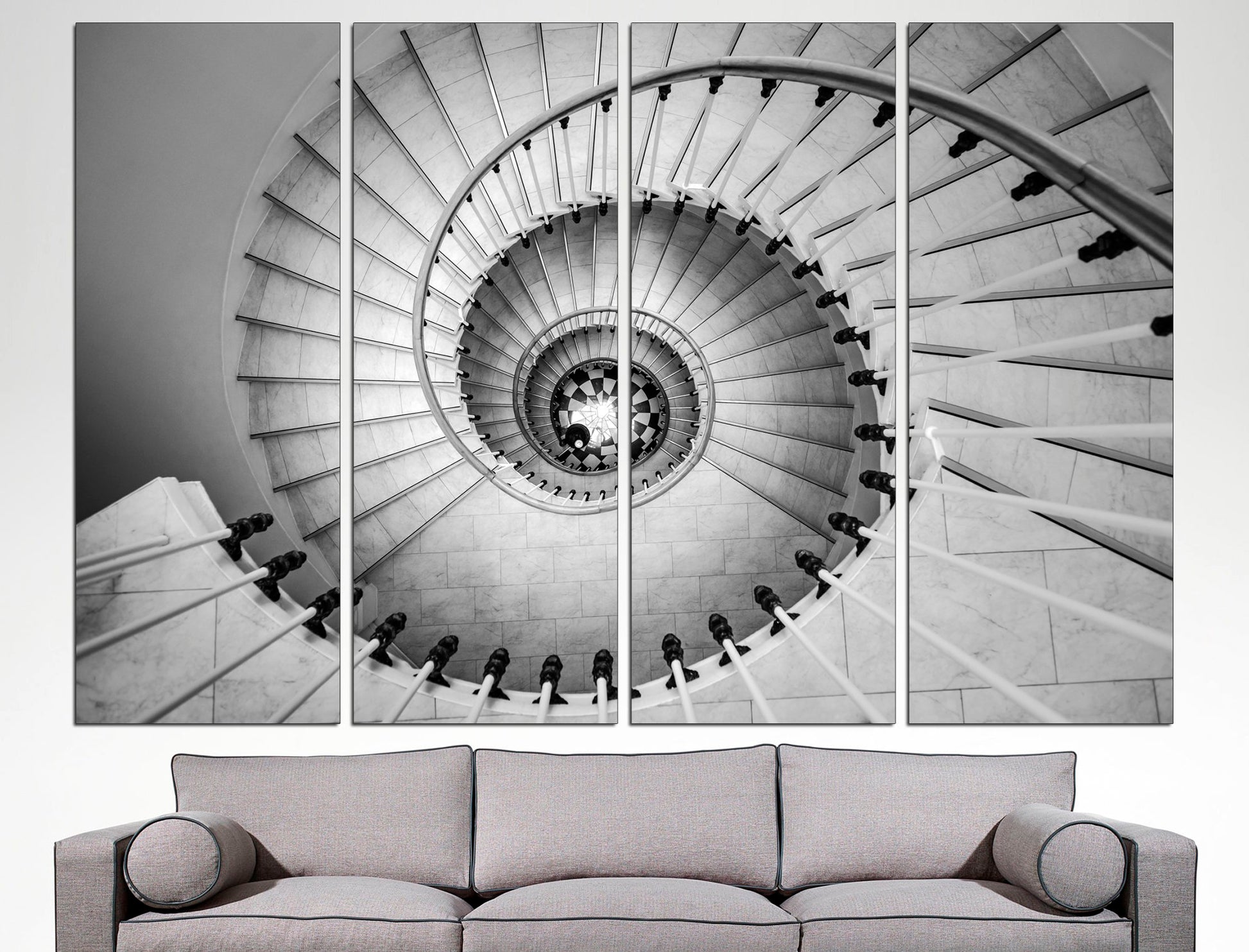 Vatican staircase Vintage art prints Large canvas print, Staircase decor Black white print Classic art prints