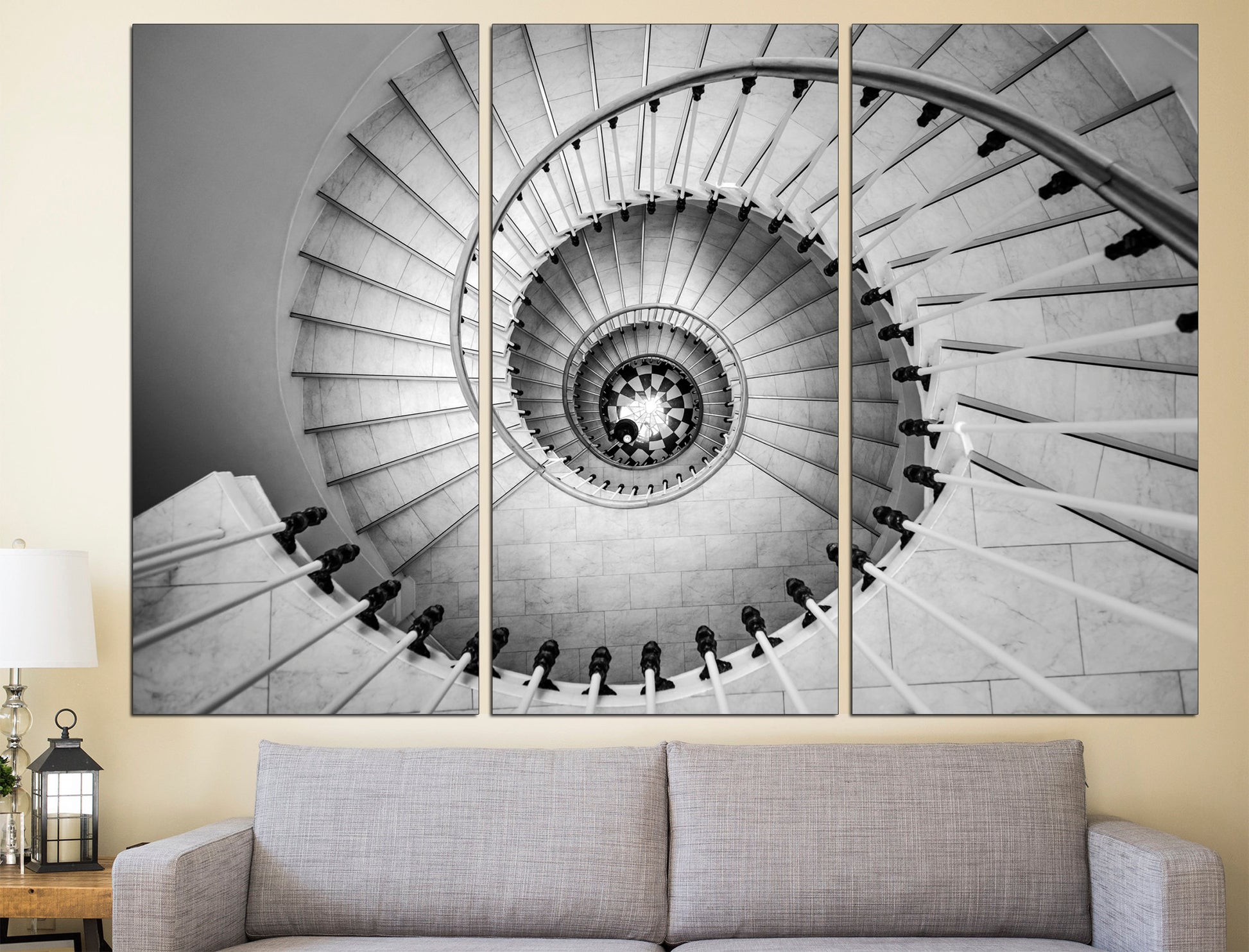 Vatican staircase Vintage art prints Large canvas print, Staircase decor Black white print Classic art prints