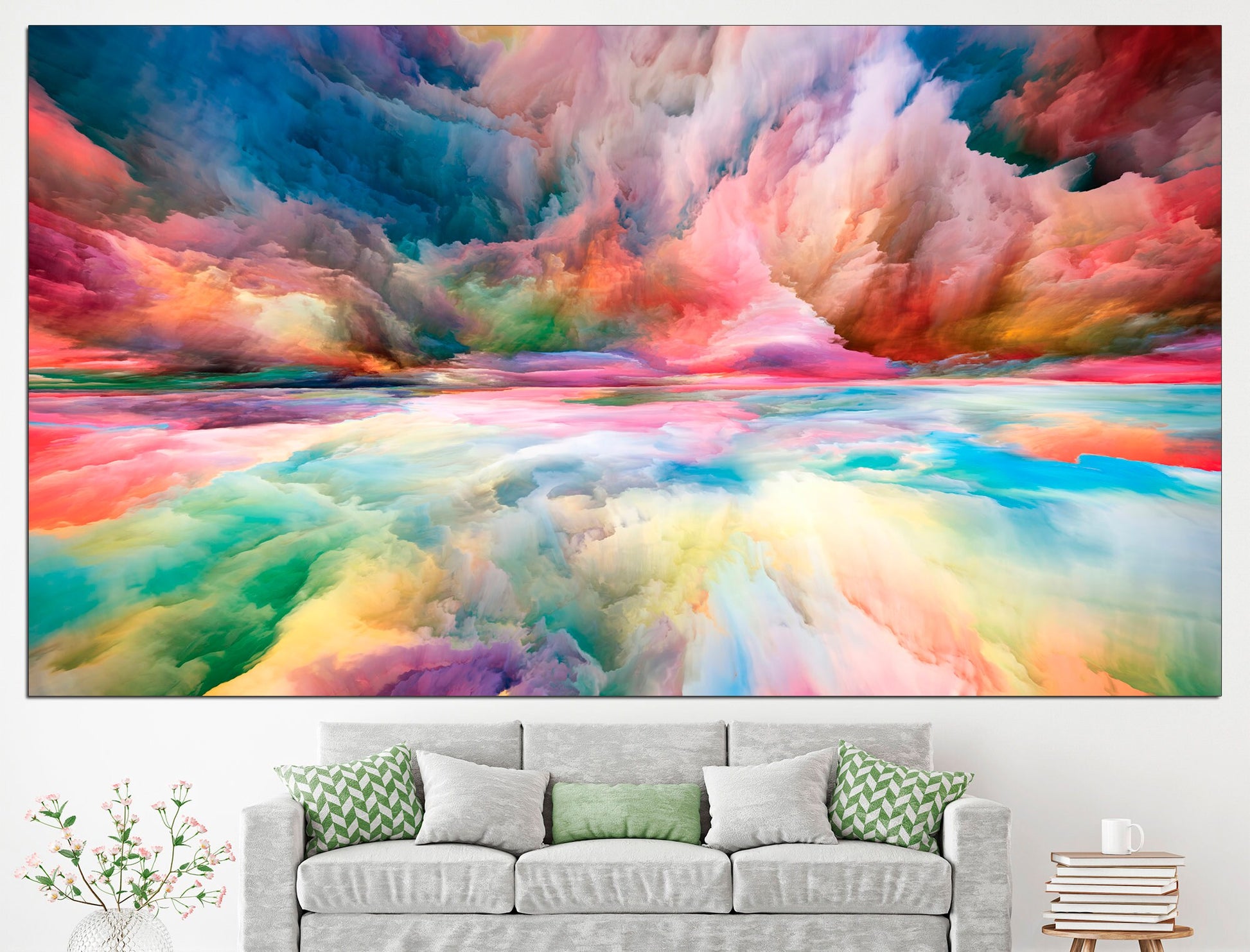 Colorful cloud print Modern art print Watercolor print, Colorful wall art Cloud wall art Colorful wall decor