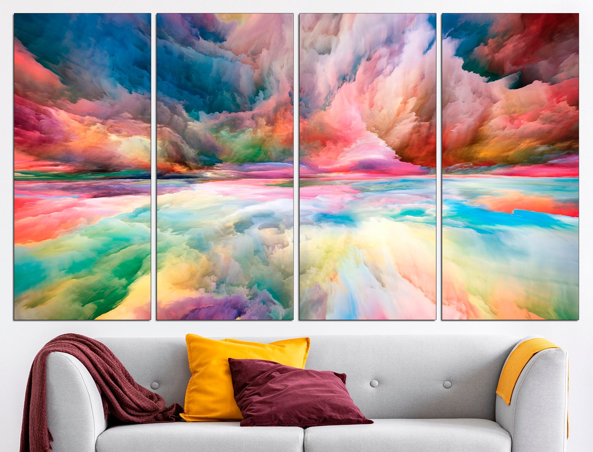 Colorful cloud print Modern art print Watercolor print, Colorful wall art Cloud wall art Colorful wall decor