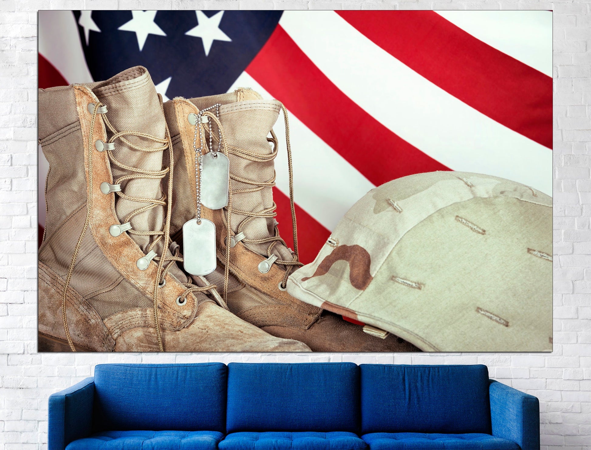 American soldier art Patriotic wall art American flag art, Military wall decor Gift for him uniform Home wall decor