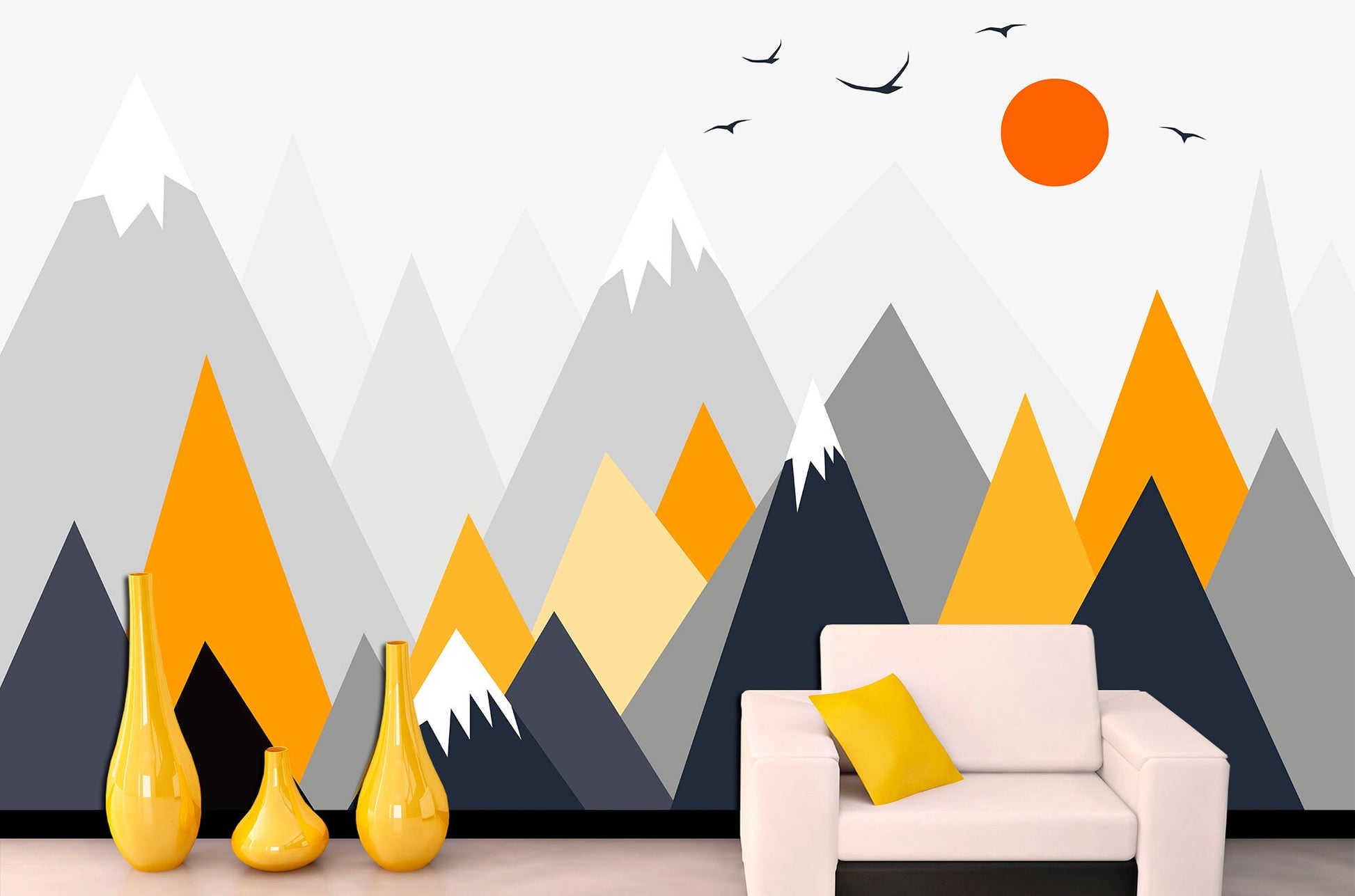 Abstract mountain Removable wallpaper Mountain wall mural Nature wallpaper, Mountain nursery Peel stick wallpaper Kids room wallpaper