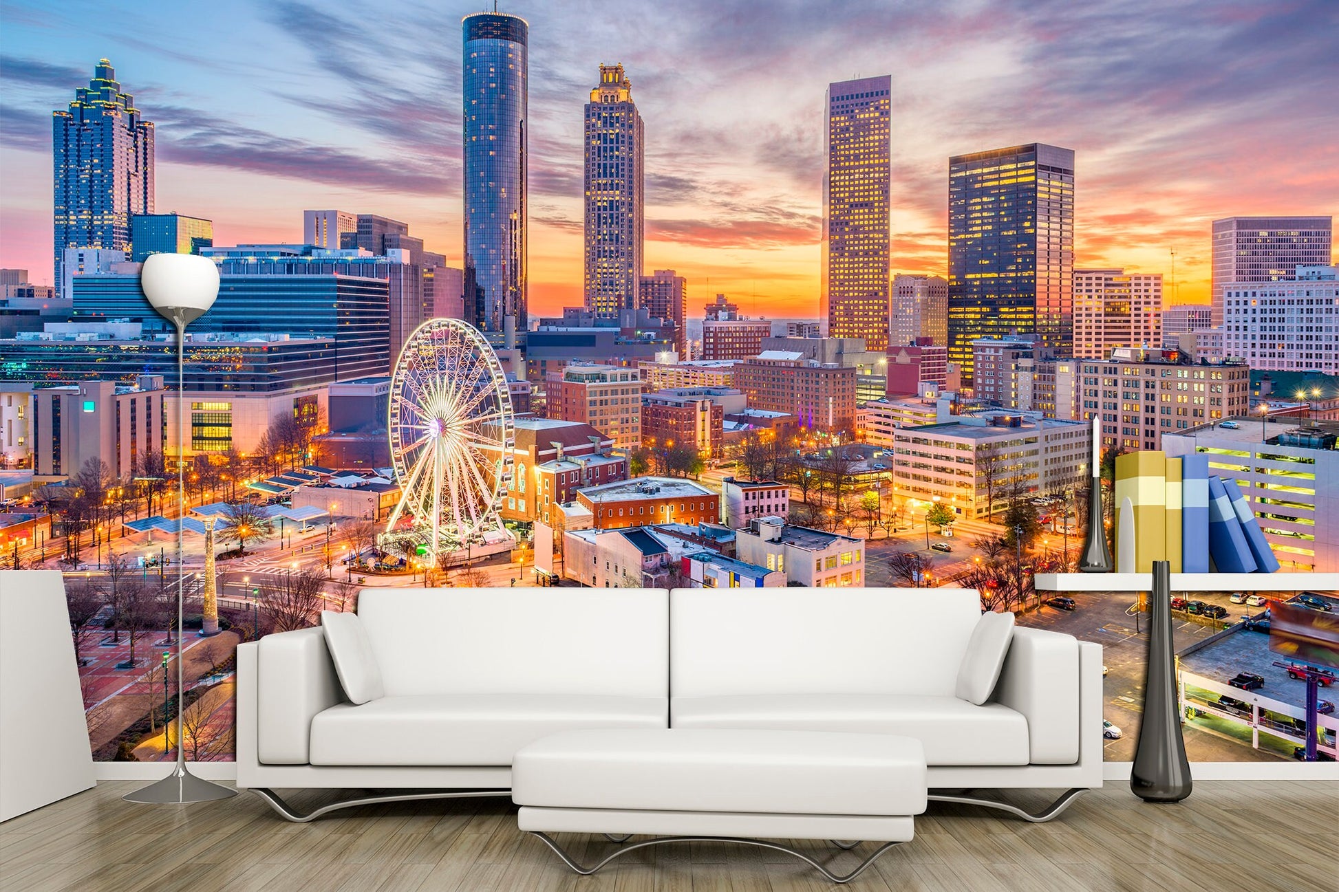 Atlanta wall art Removable wallpaper Atlanta wall decor, Cityscape art print Wall mural wallpaper Big print wallpaper