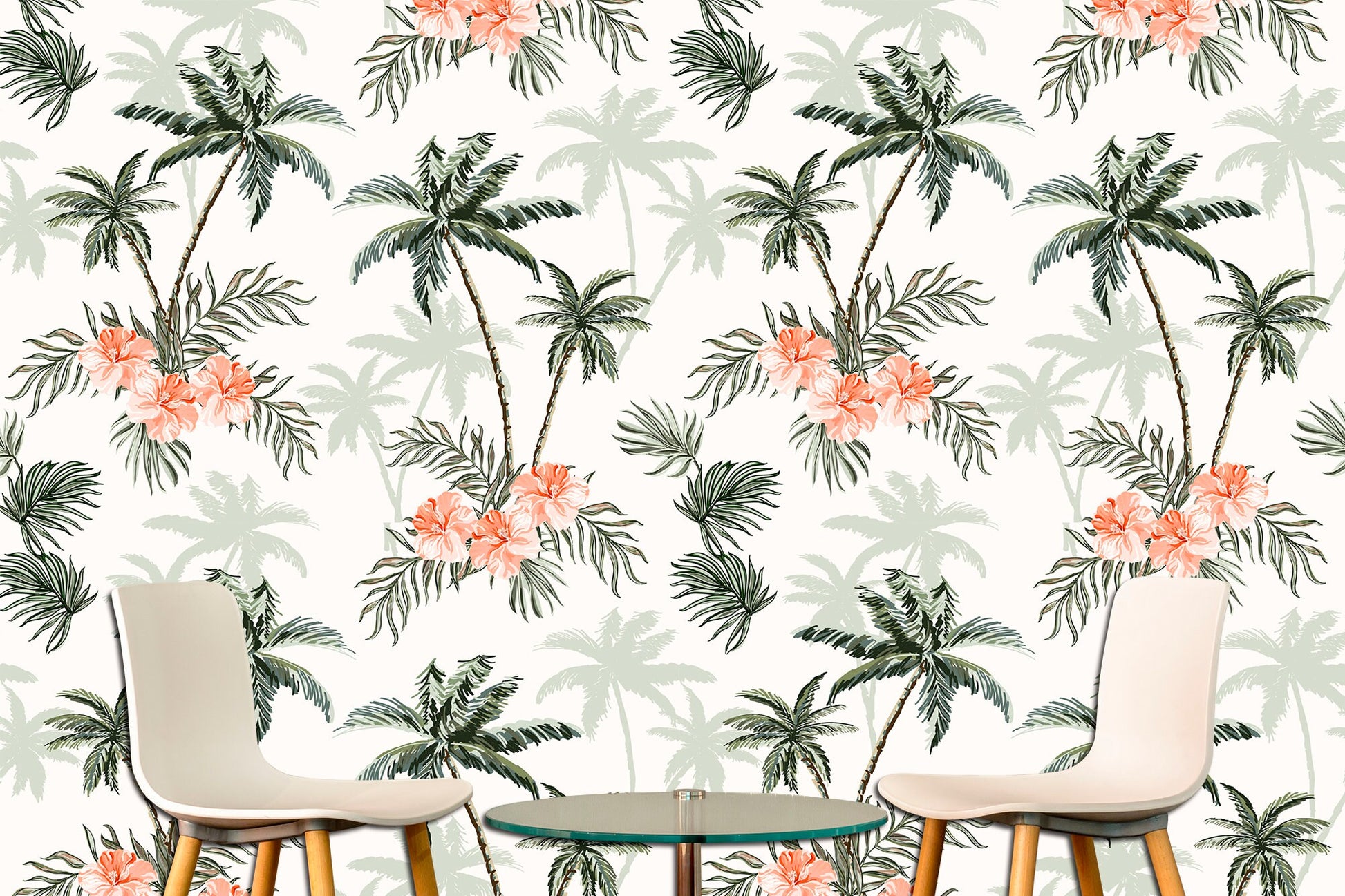 Palm tree wall art Removable wallpaper Tropical wall decor, Palm tree print Peel stick wallpaper Jungle wallpaper