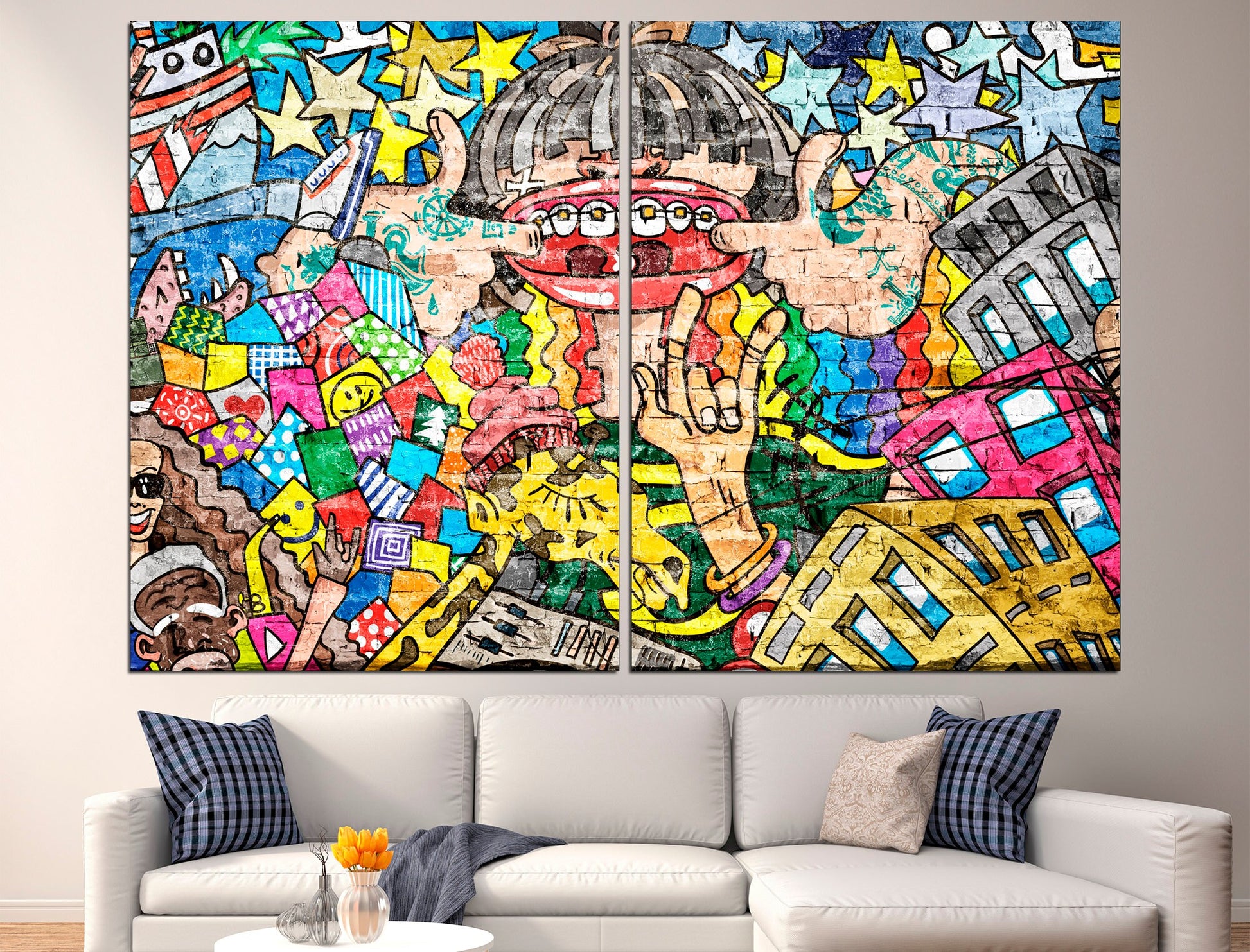 Graffiti art canvas Urban wall art Street art print, Pop culture wall art Graffiti canvas Modern wall art