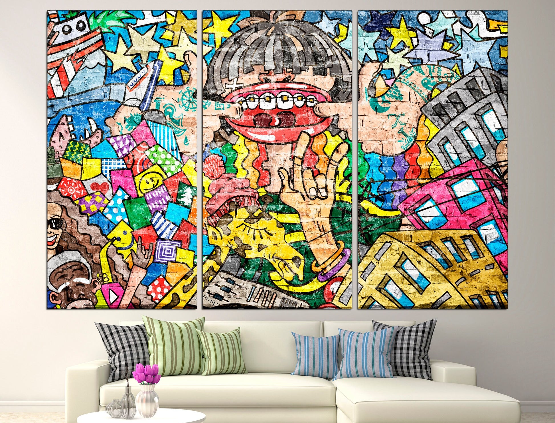 Graffiti art canvas Urban wall art Street art print, Pop culture wall art Graffiti canvas Modern wall art