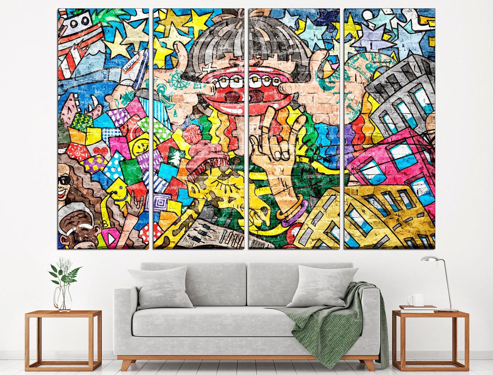 Graffiti art canvas Urban wall art Street art print, Pop culture wall art Graffiti canvas Modern wall art