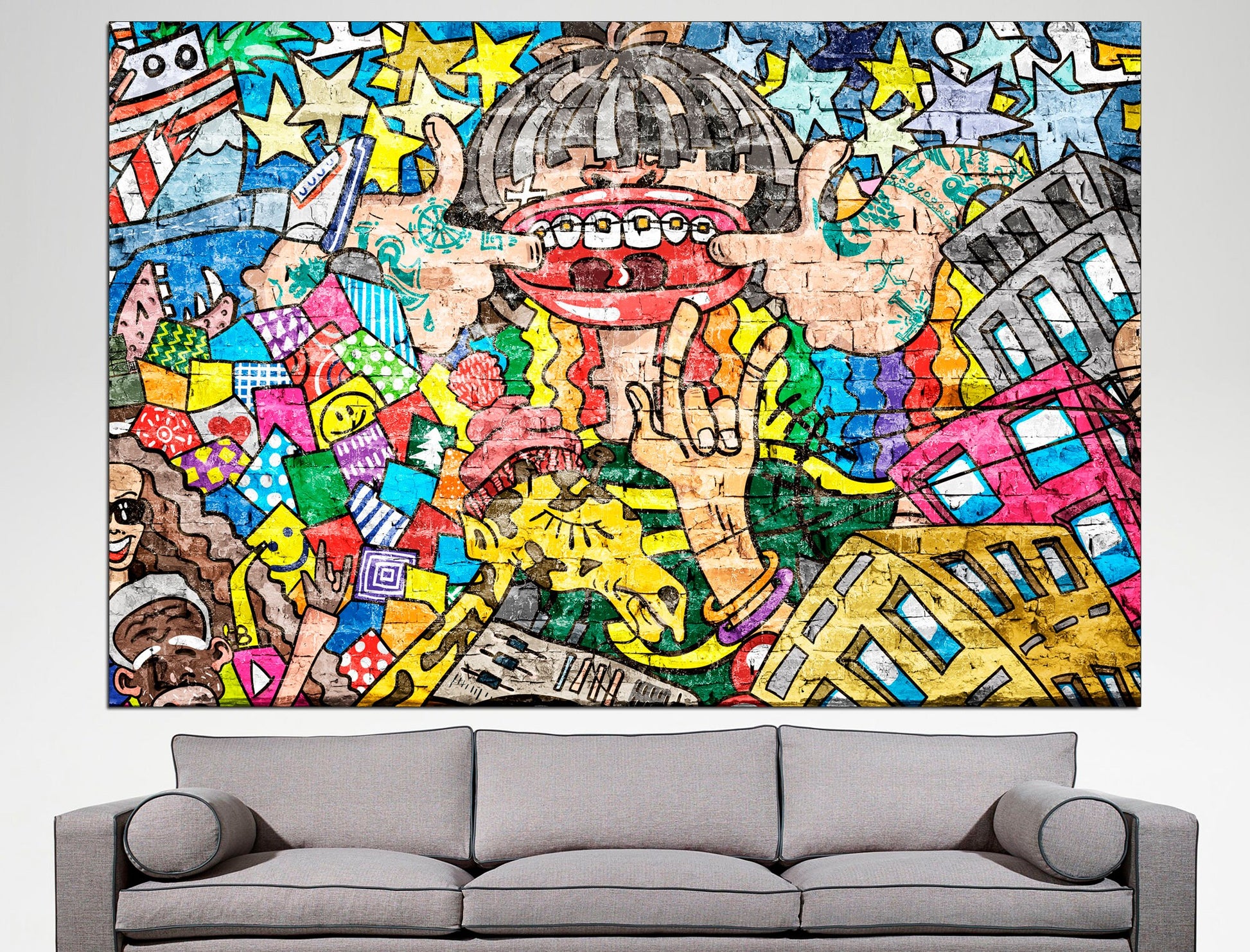 Graffiti art canvas Urban wall art Street art print, Pop culture wall art Graffiti canvas Modern wall art