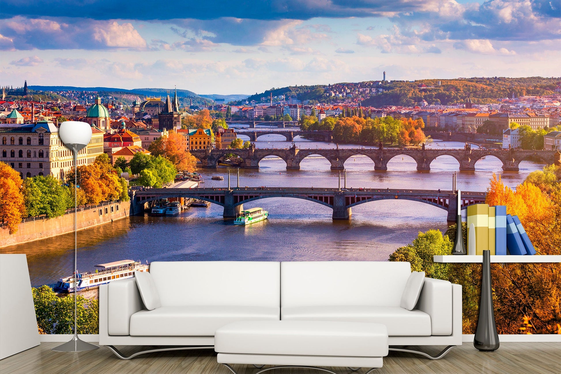 Prague wall art Peel stick wallpaper Living room decor, Prague print Wall mural wallpaper Cityscape wall art