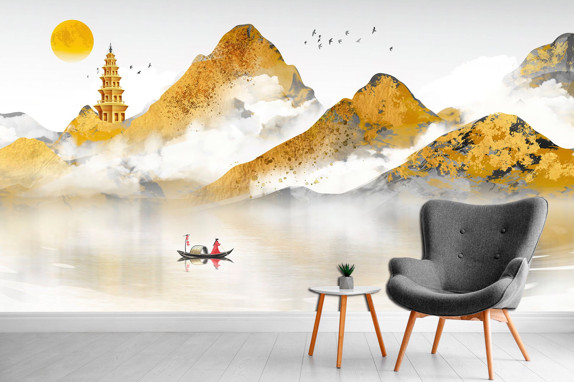 Japanese landscape Mountains wallpaper Wall mural wallpaper, Japanese wallpaper Japanese art print Peel stick wallpaper