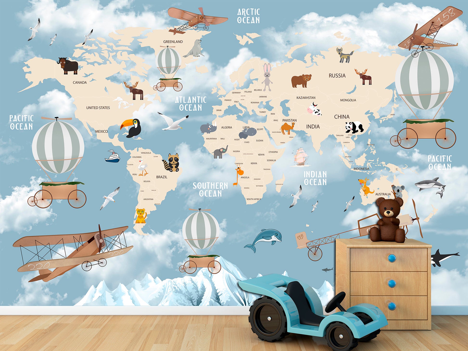 Kids world map Removable wallpaper Kids room decor, Kids wallpaper Nursery world map Peel stick wallpaper